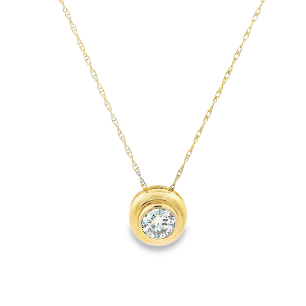 14K Yellow Gold Diamond Bezel Pendant Necklace Image 2 Monarch Jewelry Winter Park, FL
