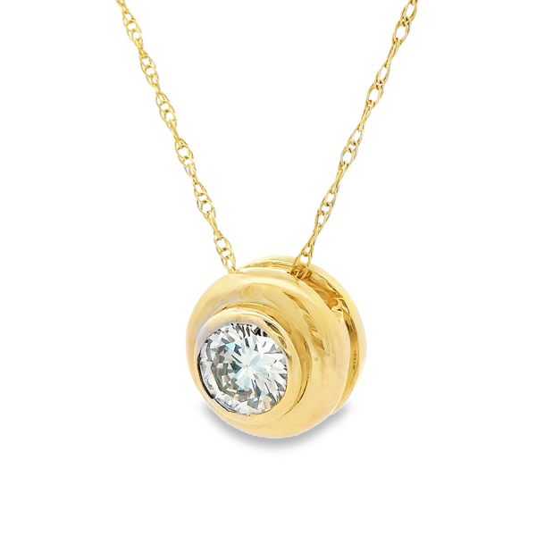 14K Yellow Gold Diamond Bezel Pendant Necklace Image 3 Monarch Jewelry Winter Park, FL