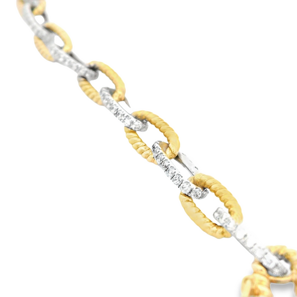 Two Tone 14K Oval Link Diamond Bracelet Image 2 Monarch Jewelry Winter Park, FL
