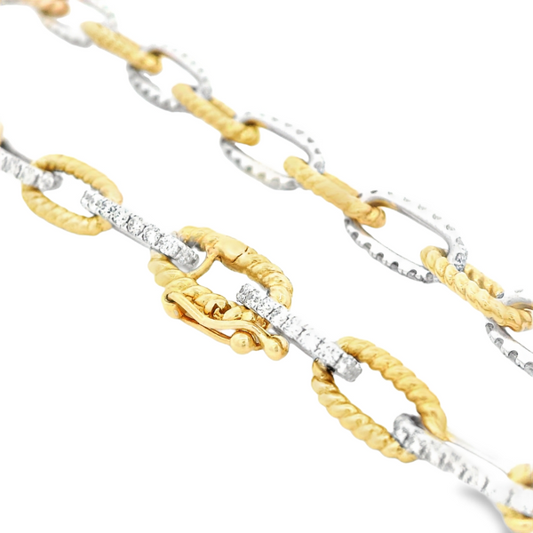 Two Tone 14K Oval Link Diamond Bracelet Image 3 Monarch Jewelry Winter Park, FL