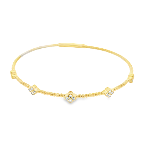 14KY 0.33ctw Bangle Bracelet wtih Flower Motif 170-00117 Image 3 Monarch Jewelry Winter Park, FL