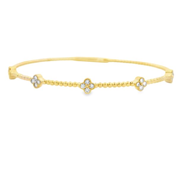 14KY 0.33ctw Bangle Bracelet wtih Flower Motif 170-00117 Monarch Jewelry Winter Park, FL