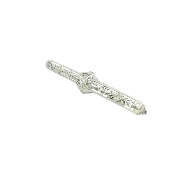 14K White Gold Estate Art Deco Diamond Pin Image 3 Monarch Jewelry Winter Park, FL