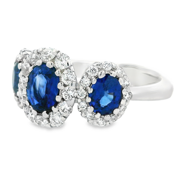18K White Gold Sapphire Diamond Fashion Ring Image 2 Monarch Jewelry Winter Park, FL