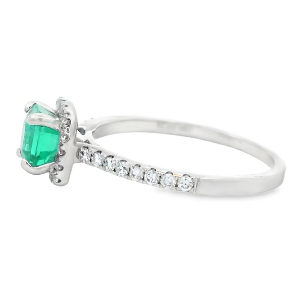 18K White Emerald Cut Halo Fashion Ring Image 3 Monarch Jewelry Winter Park, FL