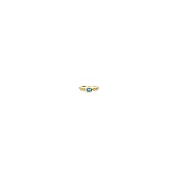 14K Yellow Gold Octagon Blue Topaz and Diamond Stackable 200-00506 Monarch Jewelry Winter Park, FL
