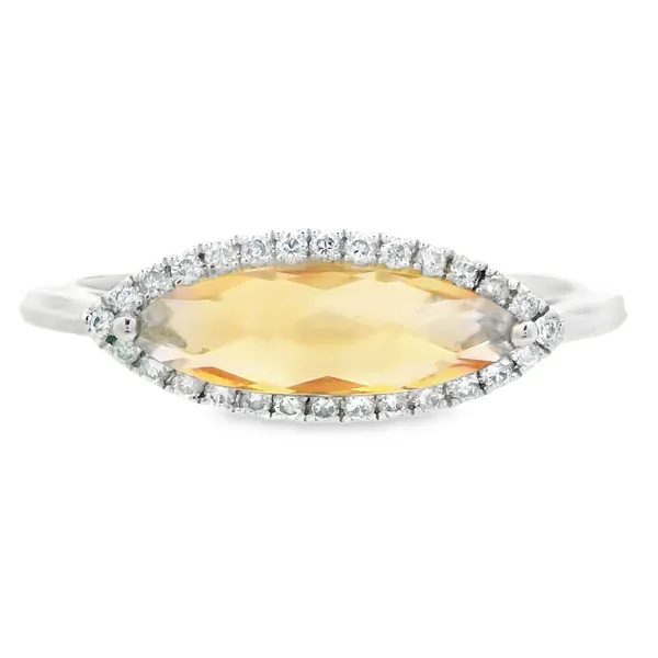 14K White Gold Elongated Marquise Citrine and Diamond Ring 200-00501 Monarch Jewelry Winter Park, FL