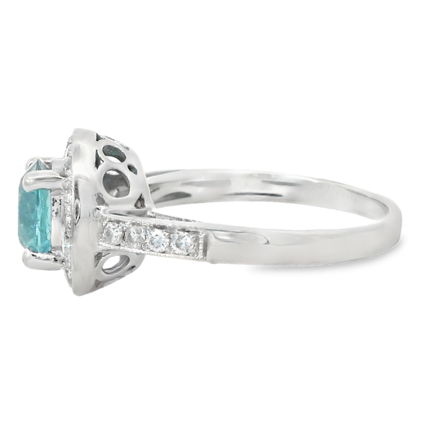 14K White Gold Blue Zircon Halo Fashion Ring Image 3 Monarch Jewelry Winter Park, FL