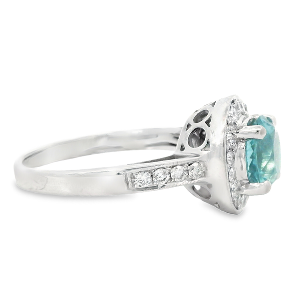 14K White Gold Blue Zircon Halo Fashion Ring Image 4 Monarch Jewelry Winter Park, FL