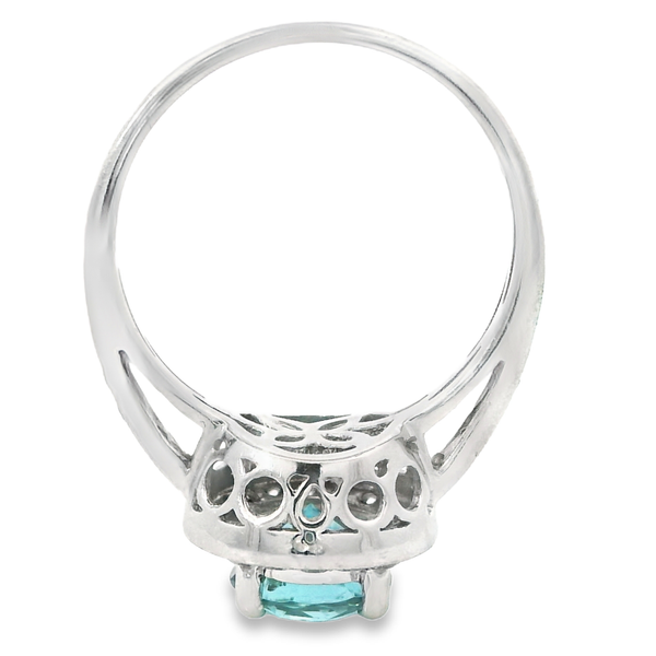 14K White Gold Blue Zircon Halo Fashion Ring Image 5 Monarch Jewelry Winter Park, FL