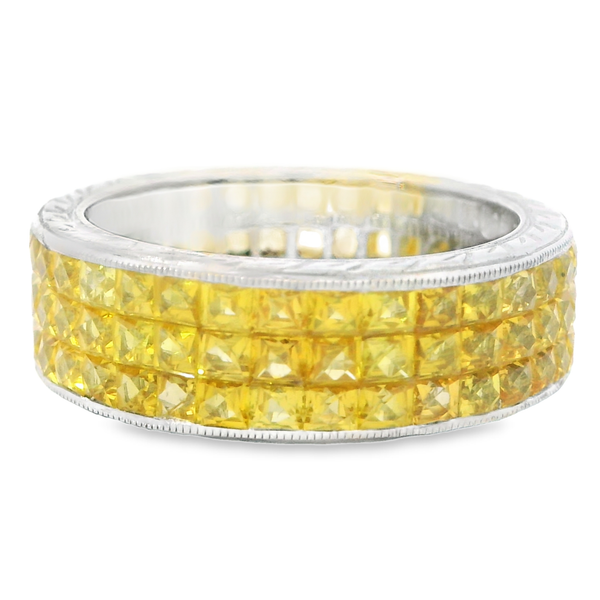 18K White Gold Eternity Fashion Ring with Yellow Sapphires Image 2 Monarch Jewelry Winter Park, FL