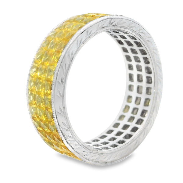 18K White Gold Eternity Fashion Ring with Yellow Sapphires Image 3 Monarch Jewelry Winter Park, FL