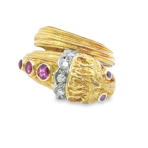 18KY and SS Lalaounis Lion Head Ring 200-00670 Monarch Jewelry Winter Park, FL