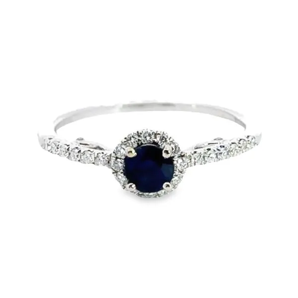 18KW 0.46ct Round Sapphire Halo Ring with 0.25ctw diamonds 200-00684 Monarch Jewelry Winter Park, FL