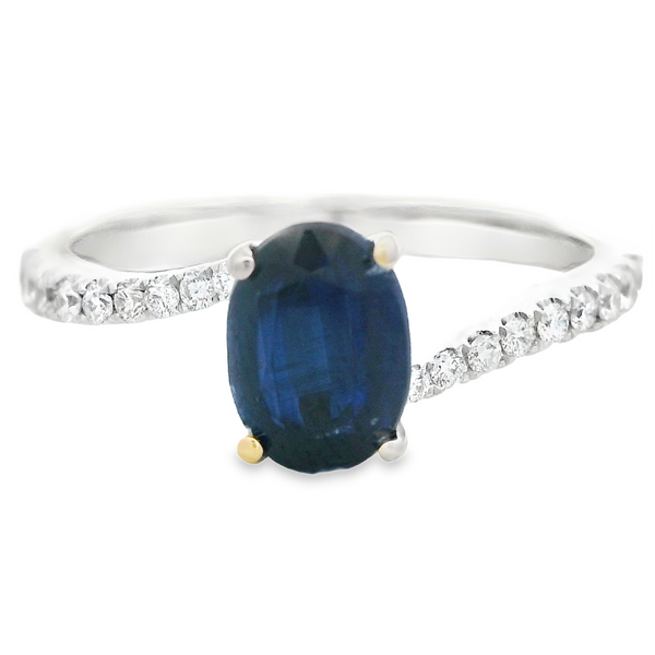 18KW 1.15ct Oval Sapphire Bypass Ring 200-00685 Monarch Jewelry Winter Park, FL