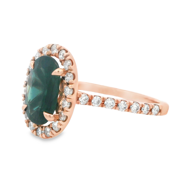 14KR 1.83ct Oval Sapphire (Autrailian) Ring with diamond halo 200-00690 Image 2 Monarch Jewelry Winter Park, FL