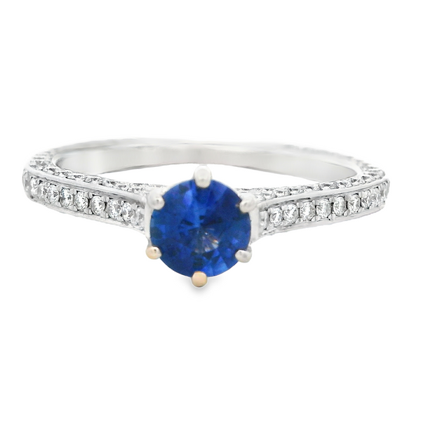 18KW 0.63ct Sapphire and Diamond Ring 200-00699 Monarch Jewelry Winter Park, FL