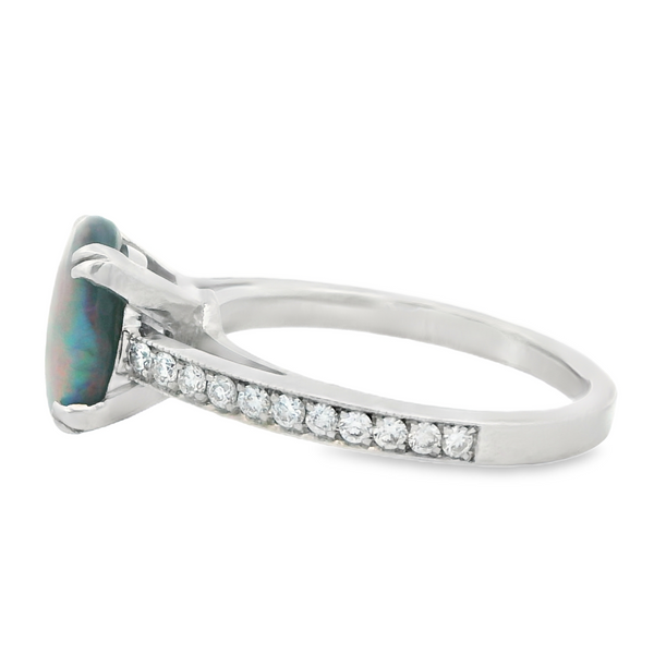 Platinum Black Opal and Diamond Ring 200-00700 Image 2 Monarch Jewelry Winter Park, FL
