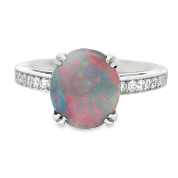 Platinum Black Opal and Diamond Ring 200-00700 Monarch Jewelry Winter Park, FL