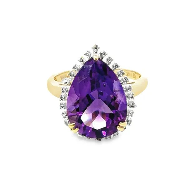 14KY Pear Amethyst and Diamond Halo Ring 200-00701 Monarch Jewelry Winter Park, FL