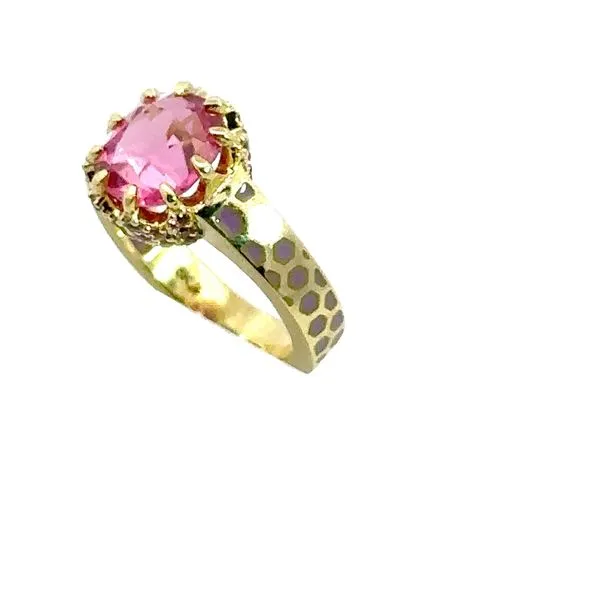 18Karat Yellow gold Pink Tourmaline  and Enamel Ring 200-00720 Image 2 Monarch Jewelry Winter Park, FL