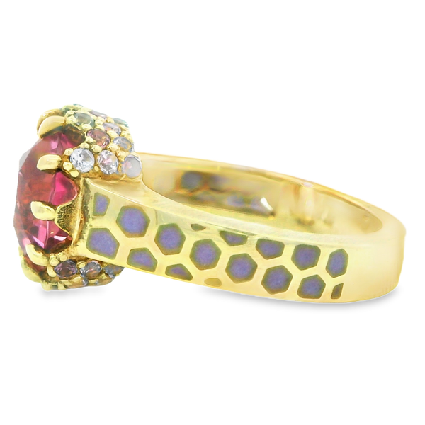 18Karat Yellow gold Pink Tourmaline  and Enamel Ring 200-00720 Image 3 Monarch Jewelry Winter Park, FL