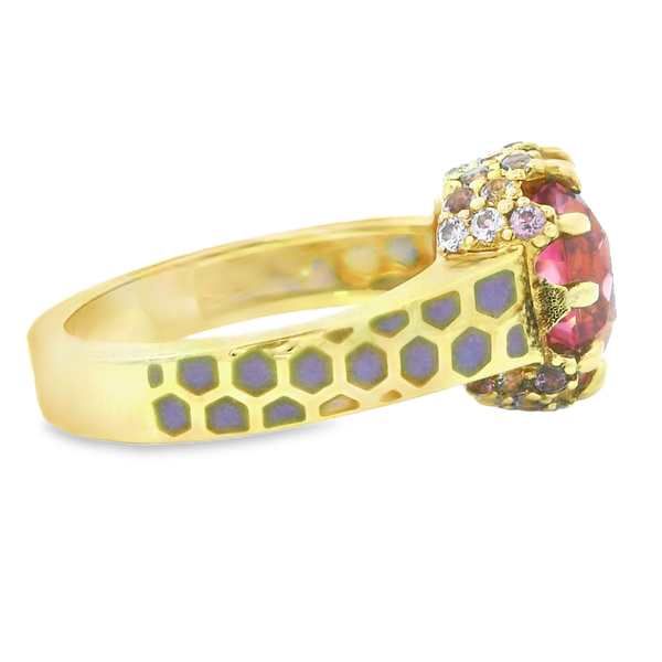 18Karat Yellow gold Pink Tourmaline  and Enamel Ring 200-00720 Image 4 Monarch Jewelry Winter Park, FL