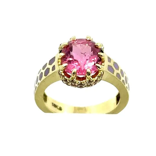 18Karat Yellow gold Pink Tourmaline  and Enamel Ring 200-00720 Image 5 Monarch Jewelry Winter Park, FL