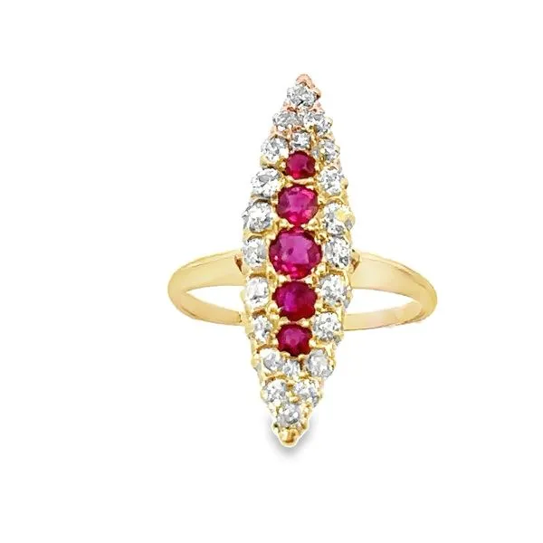 14Karat Yellow Gold Ruby and Diamond Art Deco Ring 200-00732 Image 4 Monarch Jewelry Winter Park, FL