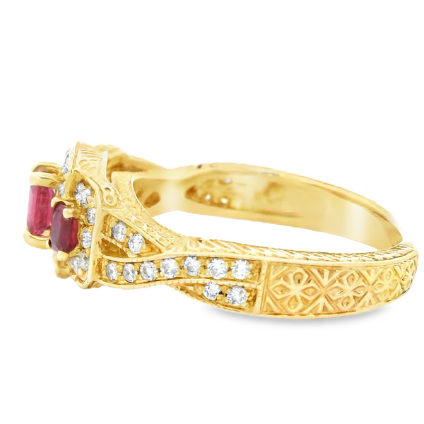 Emerald Cut Ruby 3 Stone Engagement Ring Image 3 Monarch Jewelry Winter Park, FL