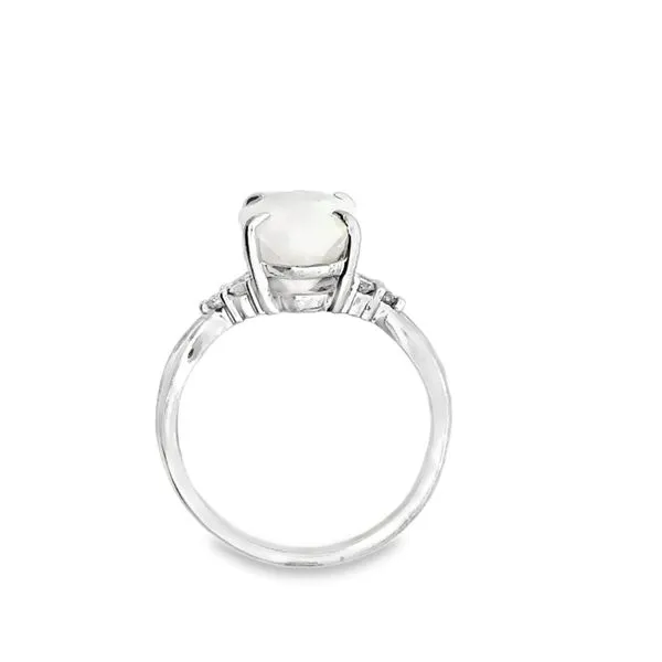 14K White Opal Ring with Diamonds Image 3 Monarch Jewelry Winter Park, FL