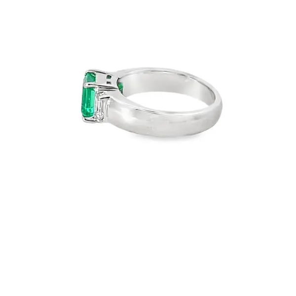 Emerald Cut Emerald and Diamond Platinum Ring Image 2 Monarch Jewelry Winter Park, FL
