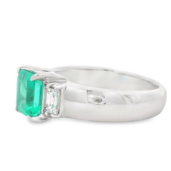 Emerald Cut Emerald and Diamond Platinum Ring Image 2 Monarch Jewelry Winter Park, FL