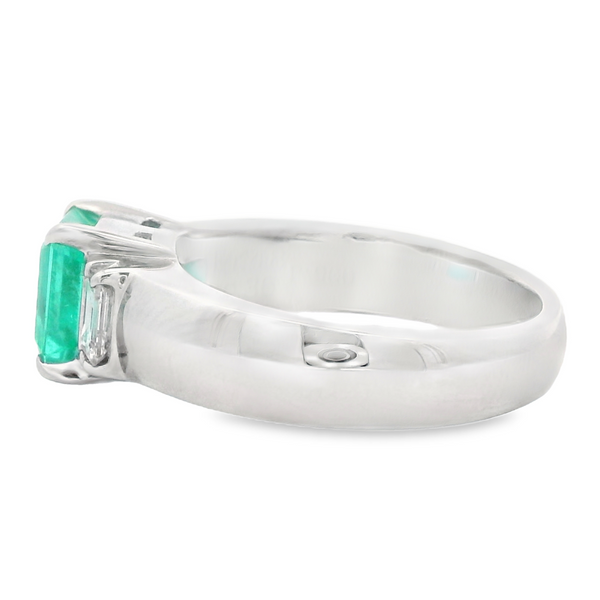 Emerald Cut Emerald and Diamond Platinum Ring Image 3 Monarch Jewelry Winter Park, FL