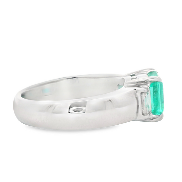 Emerald Cut Emerald and Diamond Platinum Ring Image 4 Monarch Jewelry Winter Park, FL