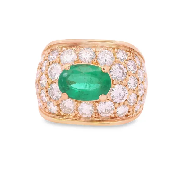 18K Yellow Gold Emerald and Diamond Fashion Ring Monarch Jewelry Winter Park, FL