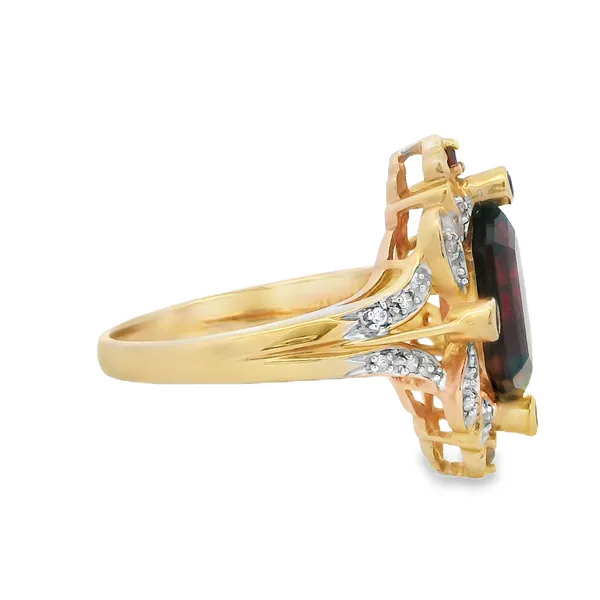 Yellow Gold Garnet Diamond Ring Image 3 Monarch Jewelry Winter Park, FL