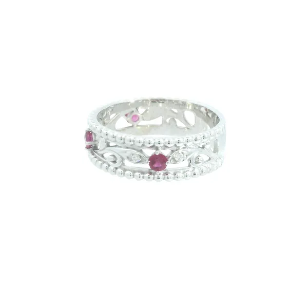14Kt White Scroll Leaf Colored Stone Fashion Ring Image 2 Monarch Jewelry Winter Park, FL