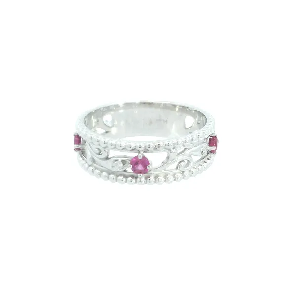 14Kt White Scroll Leaf Colored Stone Fashion Ring Monarch Jewelry Winter Park, FL