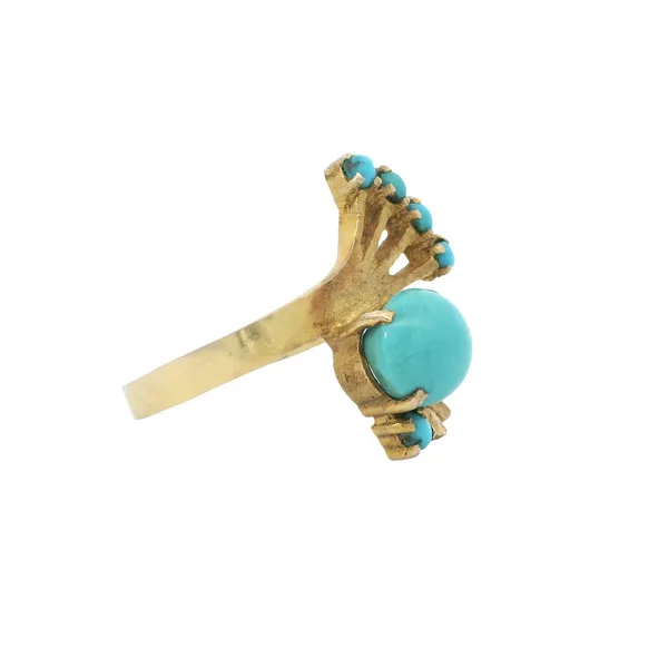 18K Yellow Gold Turquoise Leaf Design Ring Image 4 Monarch Jewelry Winter Park, FL