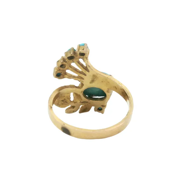 18K Yellow Gold Turquoise Leaf Design Ring Image 5 Monarch Jewelry Winter Park, FL