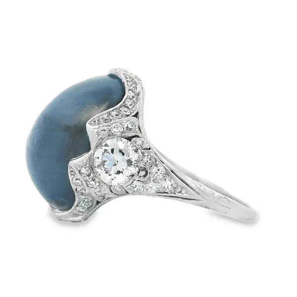 Platinum Art Deco Purple Sapphire Diamond Ring Image 3 Monarch Jewelry Winter Park, FL