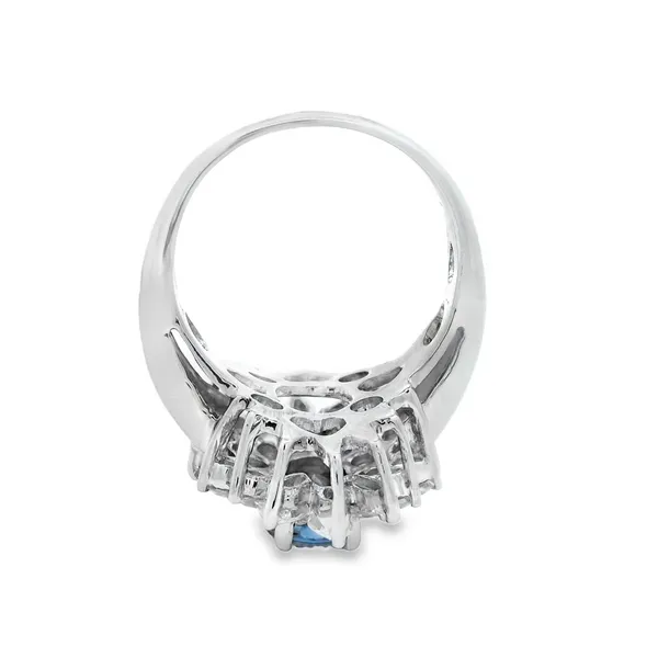 18K White Gold Sapphire and Diamond Halo Ballerina Ring Image 2 Monarch Jewelry Winter Park, FL