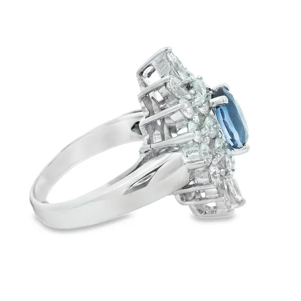 18K White Gold Sapphire and Diamond Halo Ballerina Ring Image 4 Monarch Jewelry Winter Park, FL