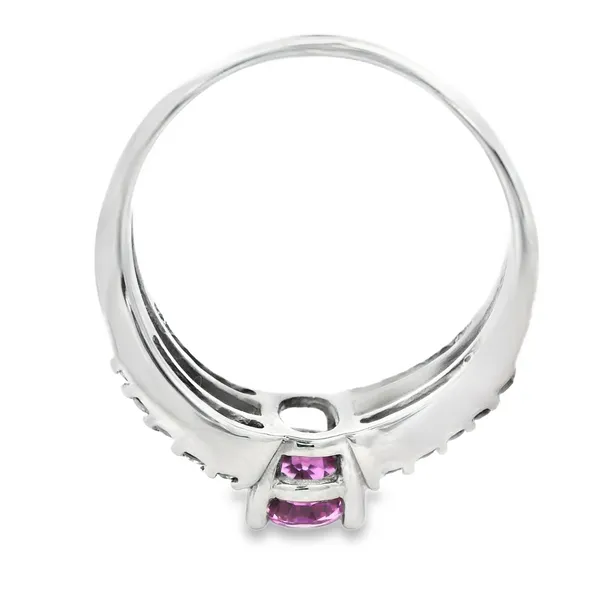 14K White Gold Pink Sapphire and Diamond Split Shank Ring Image 4 Monarch Jewelry Winter Park, FL