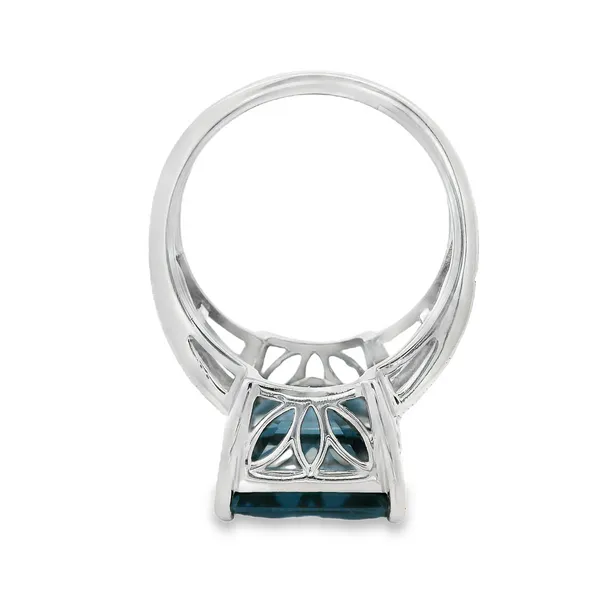 14Karat White Gold London Blue Topaz Split Shank Ring with Diamonds Image 3 Monarch Jewelry Winter Park, FL