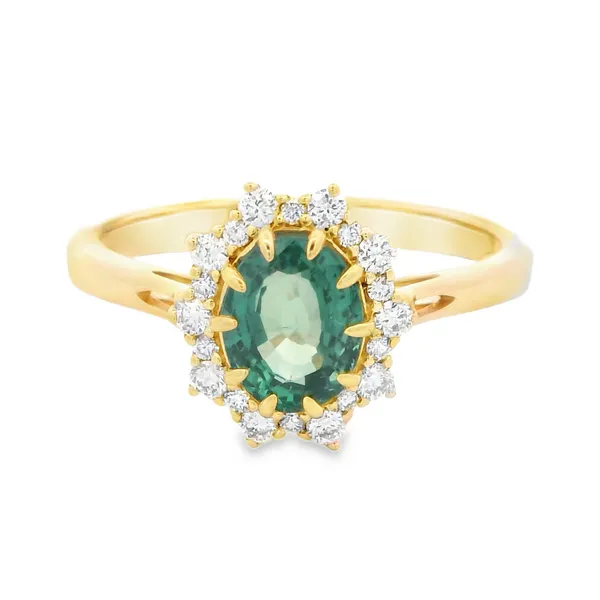 14Karat Yellow Gold Alexandrite Halo Ring with Lab Grown Diamonds Monarch Jewelry Winter Park, FL
