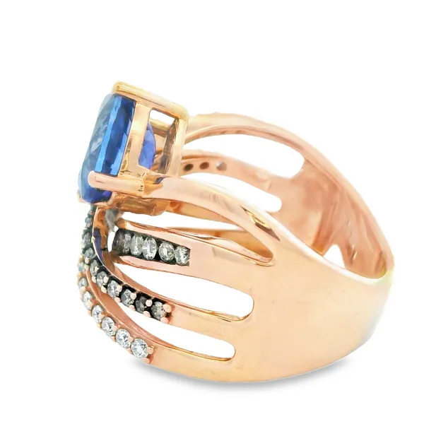 Blueberry Tanzanite Diamond Crossover Ring in 14K Rose Gold Image 2 Monarch Jewelry Winter Park, FL