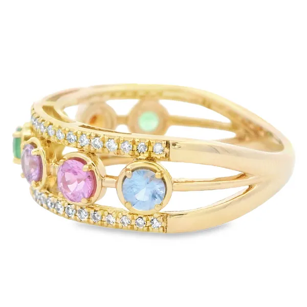Multicolor Sapphire Garnet Diamond 14K Yellow Gold Fashion Ring Image 2 Monarch Jewelry Winter Park, FL