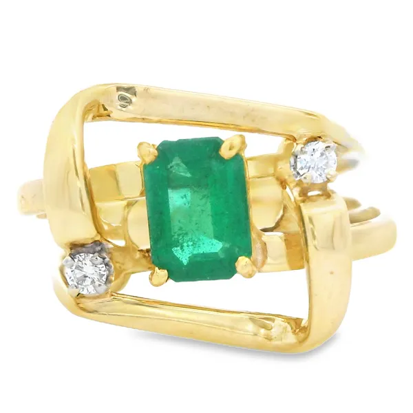 Emerald Cut Emerald Diamond 14K Yellow Gold Fashion Ring Monarch Jewelry Winter Park, FL